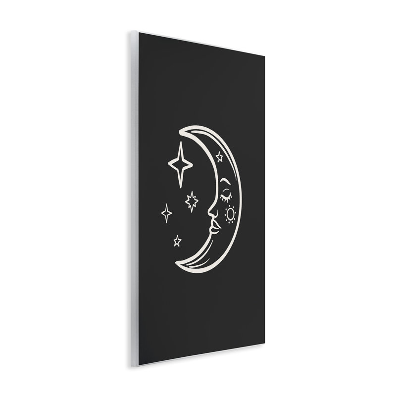 Lune et étoiles sur art mural noir par JJ Design House LLC, H 15 po x l 10 po