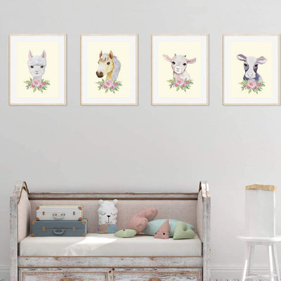 « floral roses », ensemble de 4 pièces "llama cow" Crenwick