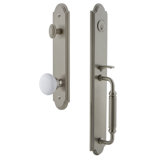 Arc Handleset with Single Cylinder Deadbolt and Hyde Park Door Knob and Rosette