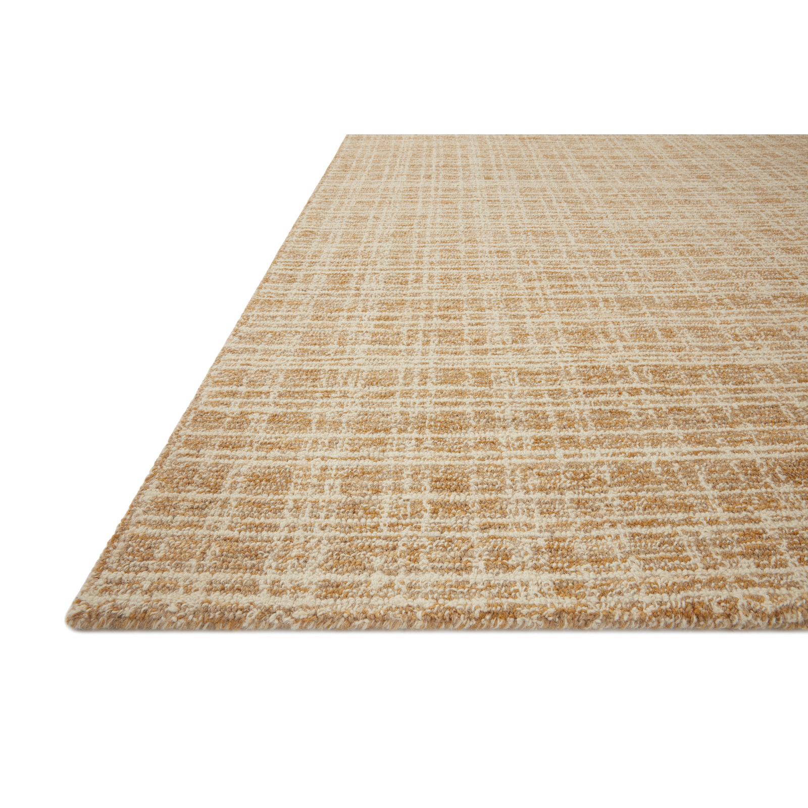 Polly Checkered Straw/Ivory Area Rug, Runner 2' x 5'