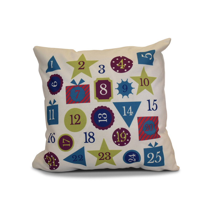 Housse de coussin à motif de calendrier de l’avent, H 16 po x l 16 po, Bleu royal