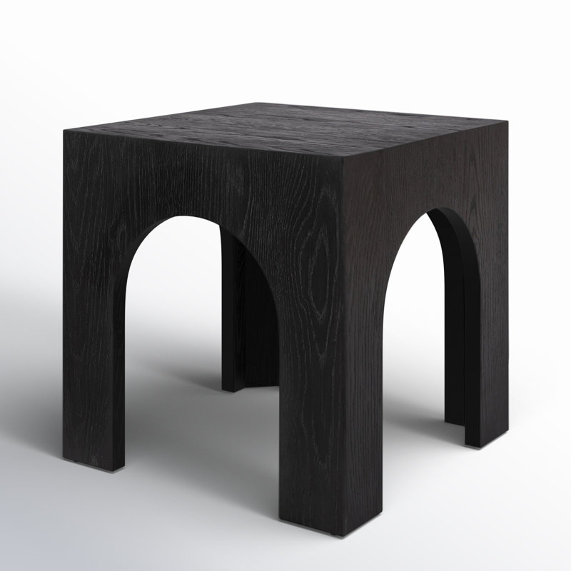 Metinaro Solid Wood End Table, Black/Black Oak