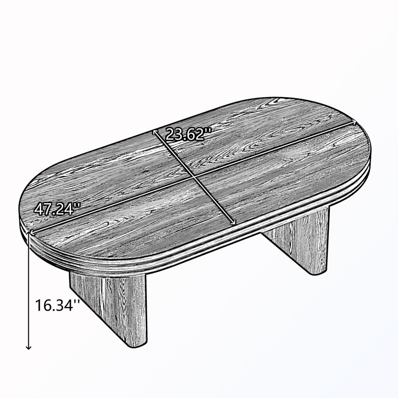 Modern Oval Fluted Coffee Table, Black