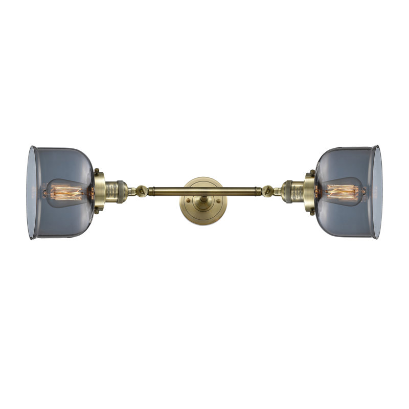 Bell - 2 Light 19" Bath Vanity Light, Plated Smoked, 60 Watt Vintage Incandescent Bulb, Antique Brass