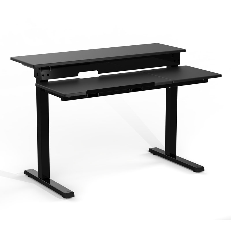 Black Adjustable Height Standing Desk with Keyboard Tray