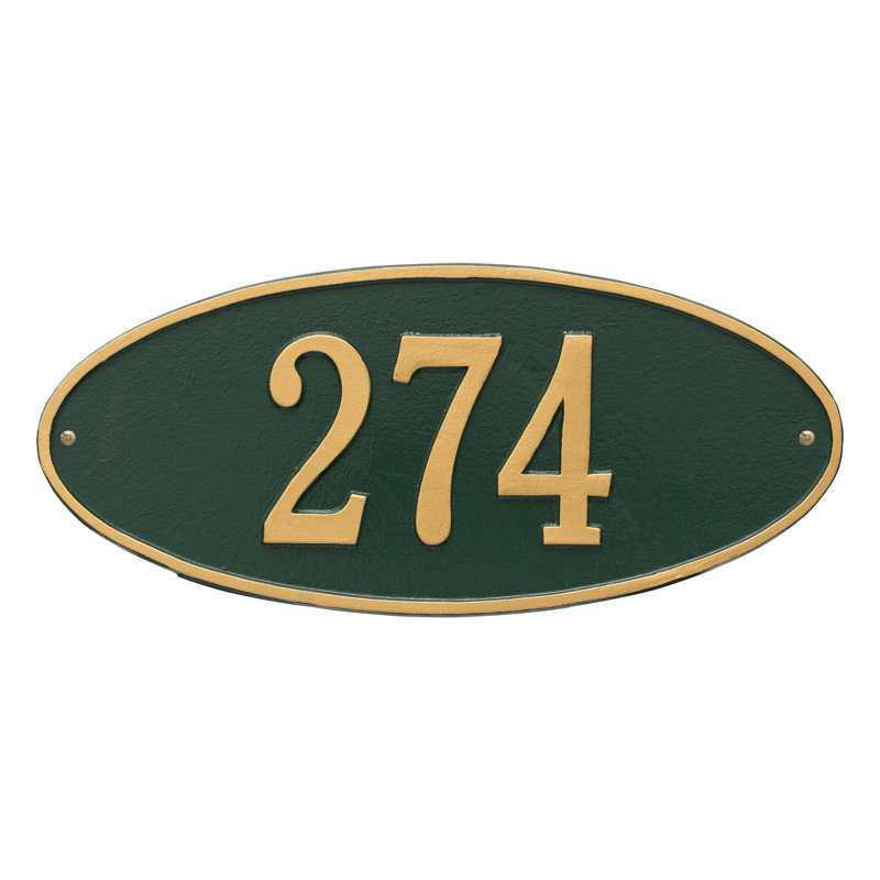 Plaque d'adresse murale sur 1 ligne Madison, Oui, Vert et or