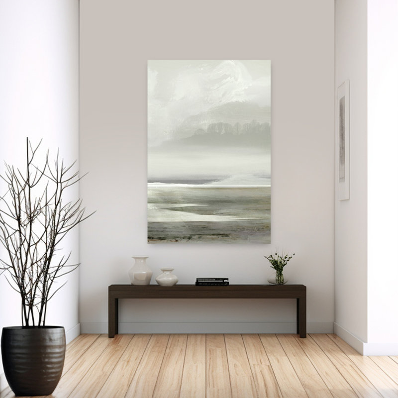Lakes No2 Abstract Contemporary Modern Fish Coastal Landscape Wall Art Print 1 Piece Wrapped Canvas Wall Art