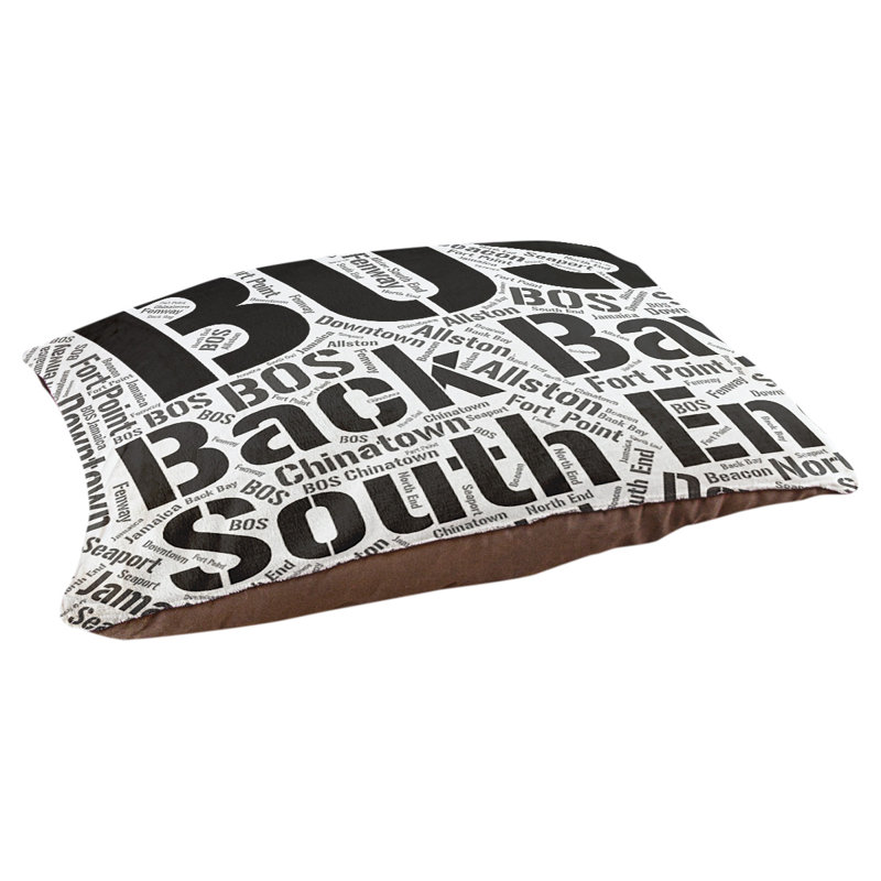 Coussin de chien « districts », Noir, Grand (l 40 po x P 30 po x H 14 po), Boston