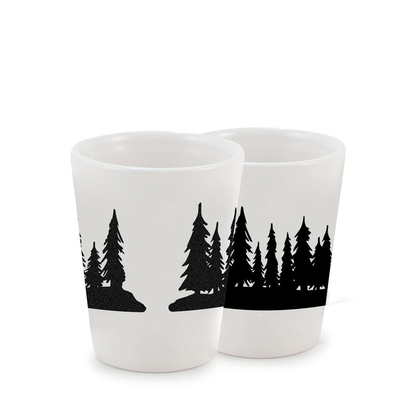 Grande tasse en porcelaine Jahnke 350 ml / 11,8 oz - Arbres - Noir