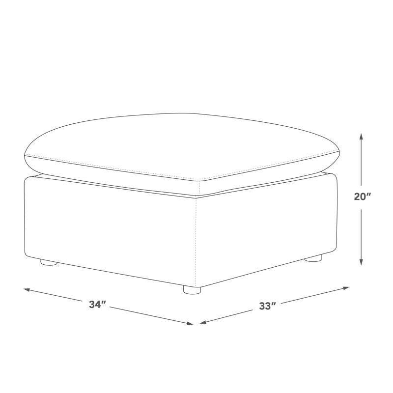 Greylan Upholstered Ottoman, Light Gray Polyester