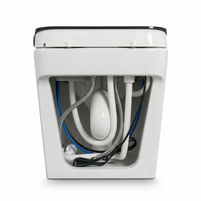 Toilette Smart Bidet avec siège chauffant, séchoir à air chaud, plusieurs modes de nettoyage, chasse d'eau par capteur de pied, télécommande et bouton, chasse d'eau en cas de panne de courant, couvercle à fermeture en douceur, protection contre les fuites