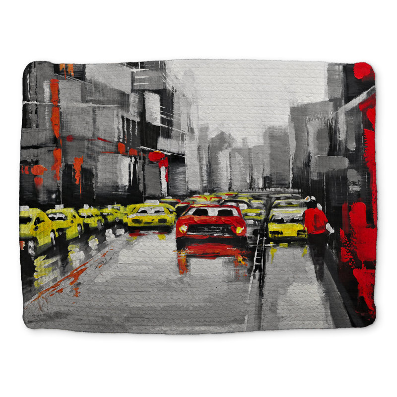 Gray Industrial Braided Polyester Placemat - Abstract Traffic Decor