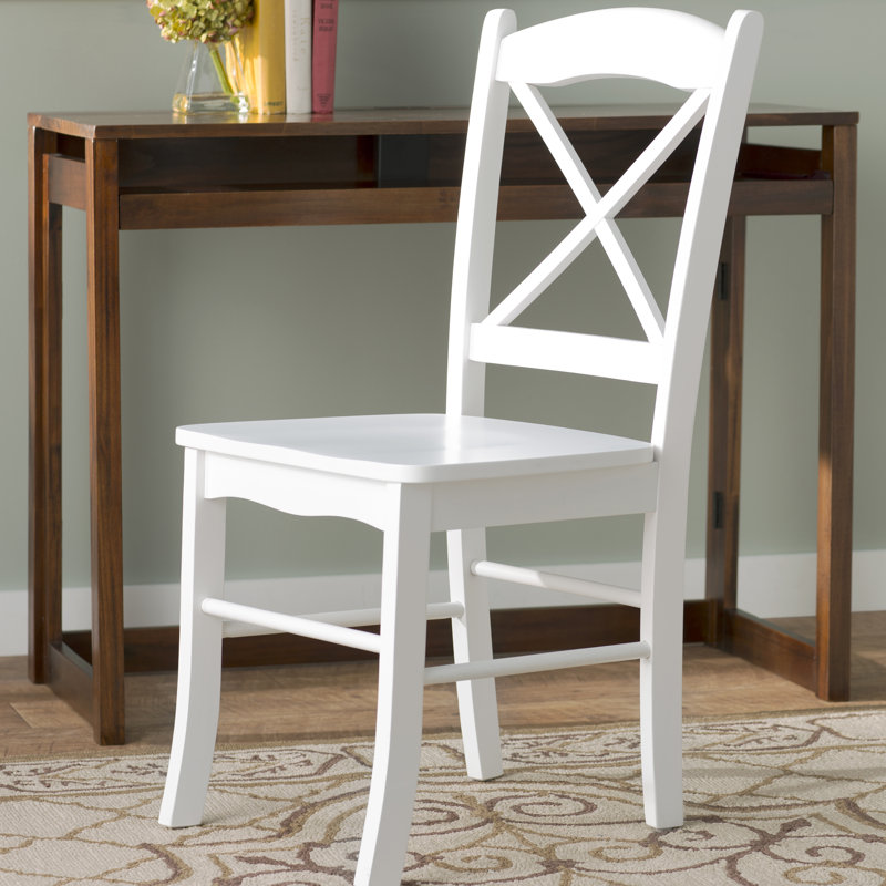 Chaise d'appoint à dossier en croix Castellon, Blanc véritable