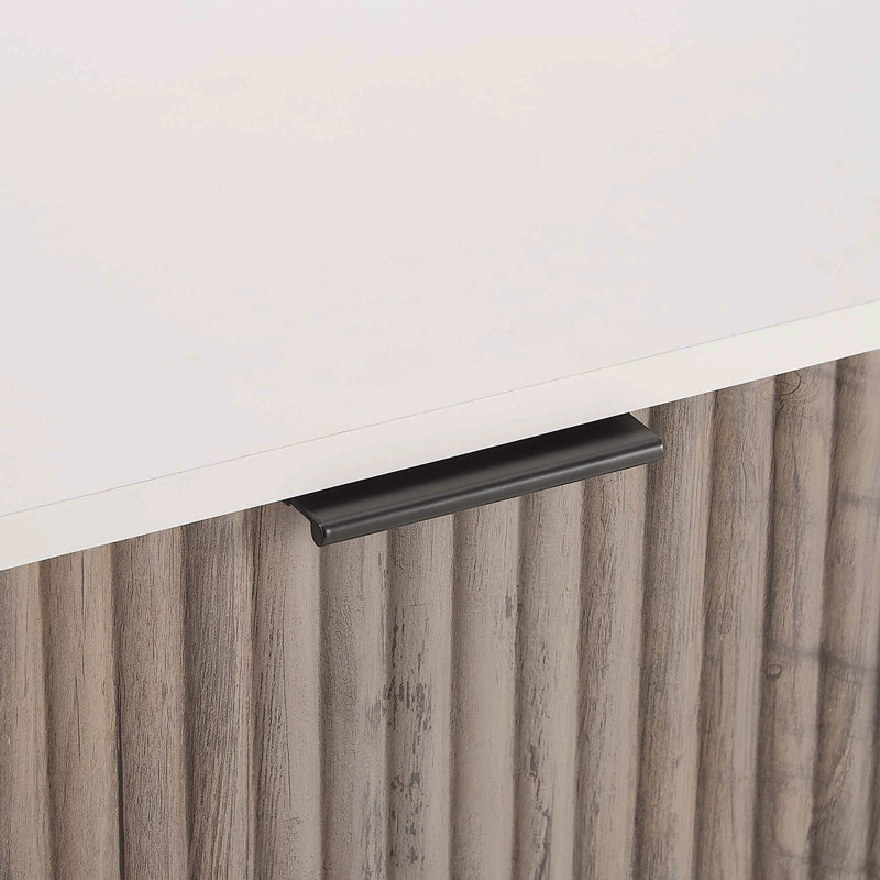 Commode cannelée 35 po Dumbo en gris rustique et blanc (3 tiroirs), Gris / Blanc