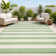Cino Two-Tone Wide Stripe Green/Cream Indoor/Outdoor Rug