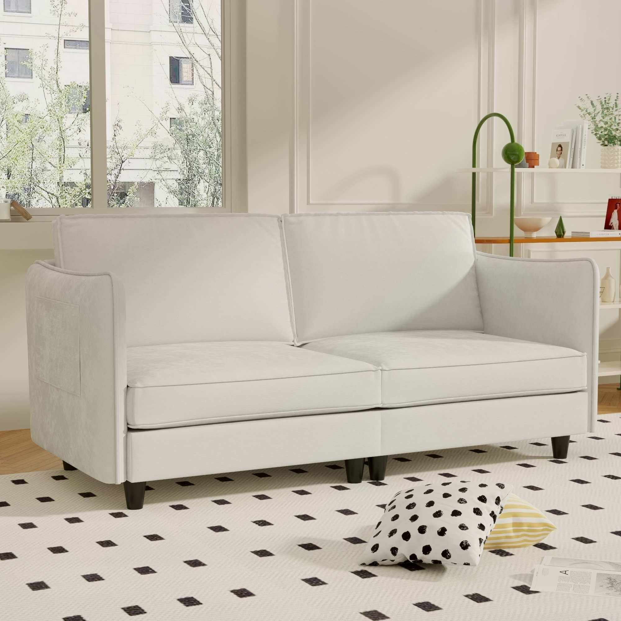 George Oliver 74.27'' Mid Century Modern Loveseat Sofa, Comfy 2 Seater ...