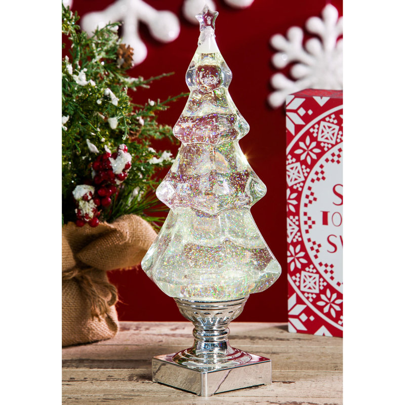 LED Liquid Motion Glitter Christmas Tree Table Decor 