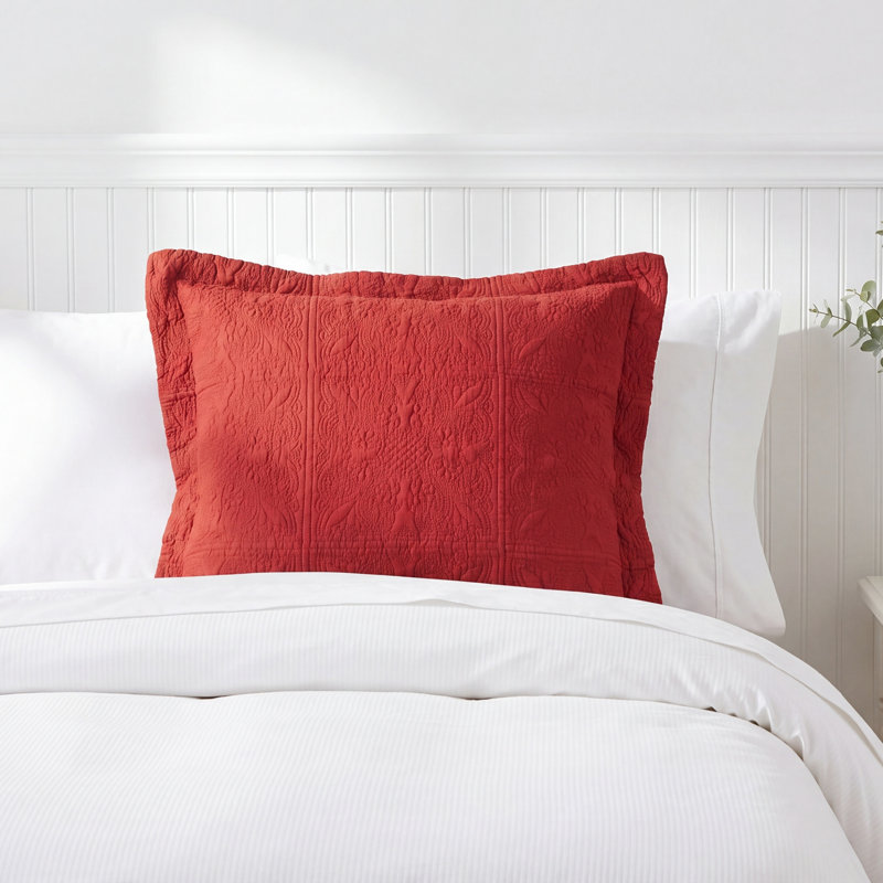 Home Matelasse Cotton Sham, Euro, Paprika
