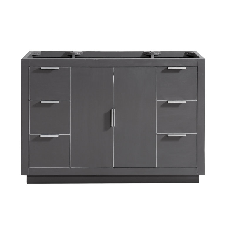 Base de meuble-lavabo simple 48 po Austen seulement, Gris crépuscule / argent brossé