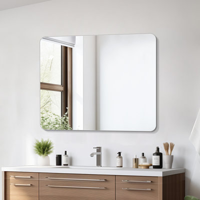 Frameless Wall Mounted Mirror Horizontal or Vertical HD Shatterproof Bathroom Vanity Mirror