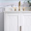 Meuble-lavabo en bois massif H 35 po x l 60 po avec comptoir en quartz blanc résistant aux taches et lavabo double-2082408239