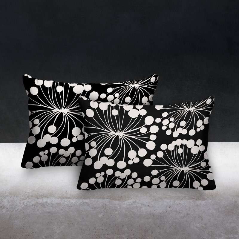 Polyester / Mélange de polyester Housse de coussin rectangulaire intérieure / extérieure lombaire et insert, Noir