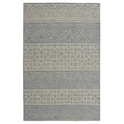 Alheli Handmade Hand Hooked Wool Blue/Gray Area Rug