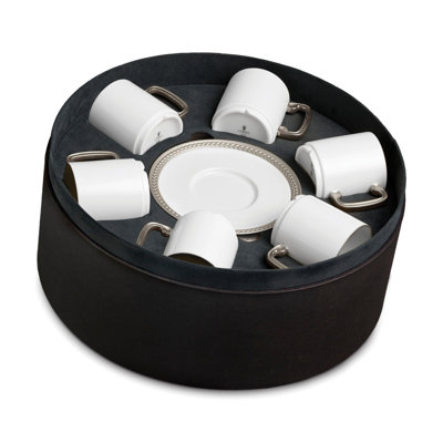 Soie Tressee Platinum Espresso Cup &Saucer (Gift Box of 6)