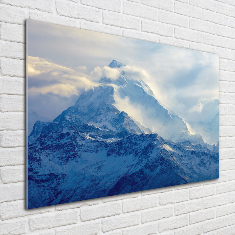 Glass Print Wall Art 100X70cm Image Printed On Glass Decorative Wall Picture Behind Toughened / Tempered Safety Real Glass For Kitchen & Living Room Theme:Mountain Peak