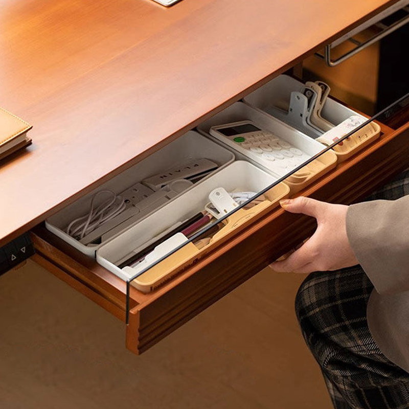 Bureau rectangulaire en noyer massif avec 1 tiroir, 29.53"H×47.24"L×29.53"W