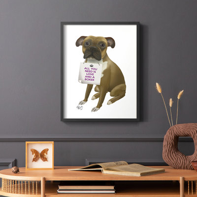 Love and Boxer Framed Print - Solid Wood