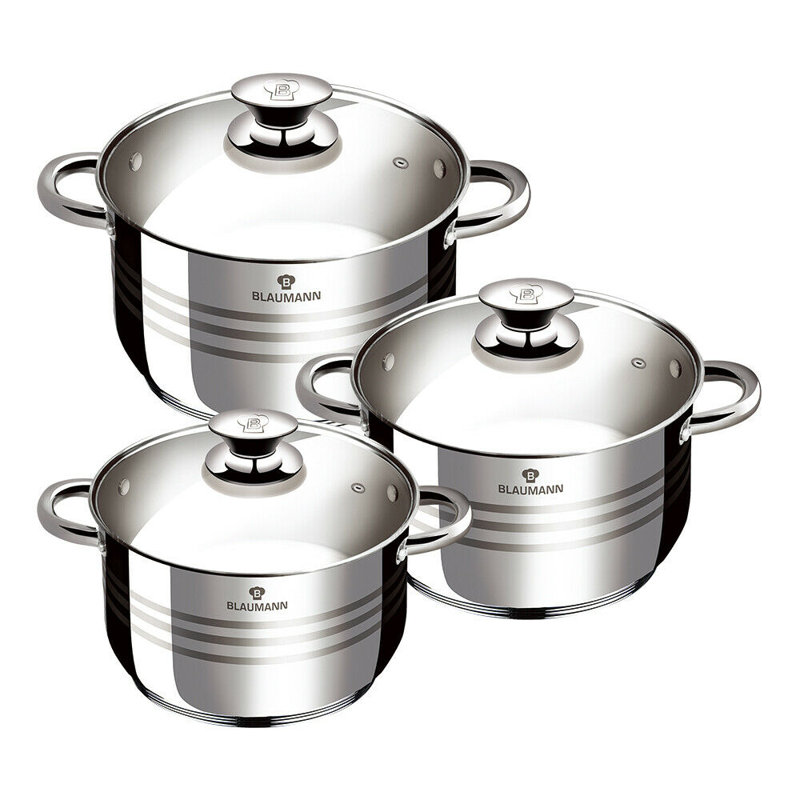 Blaumann 6.1L Non-Stick Stainless Steel Pot Set