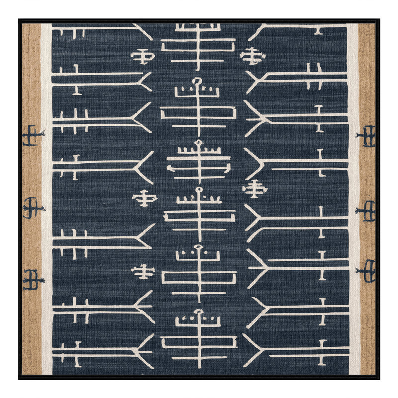 Washable Minimalist ships Nautical Area Rug, Square 4'