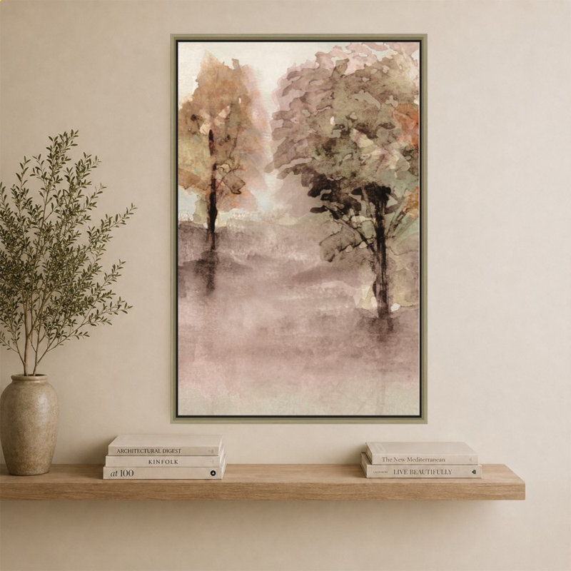 Debruce Trees par Val Rhodes - Impression sur toile, 64" H x 44" W, Champagne