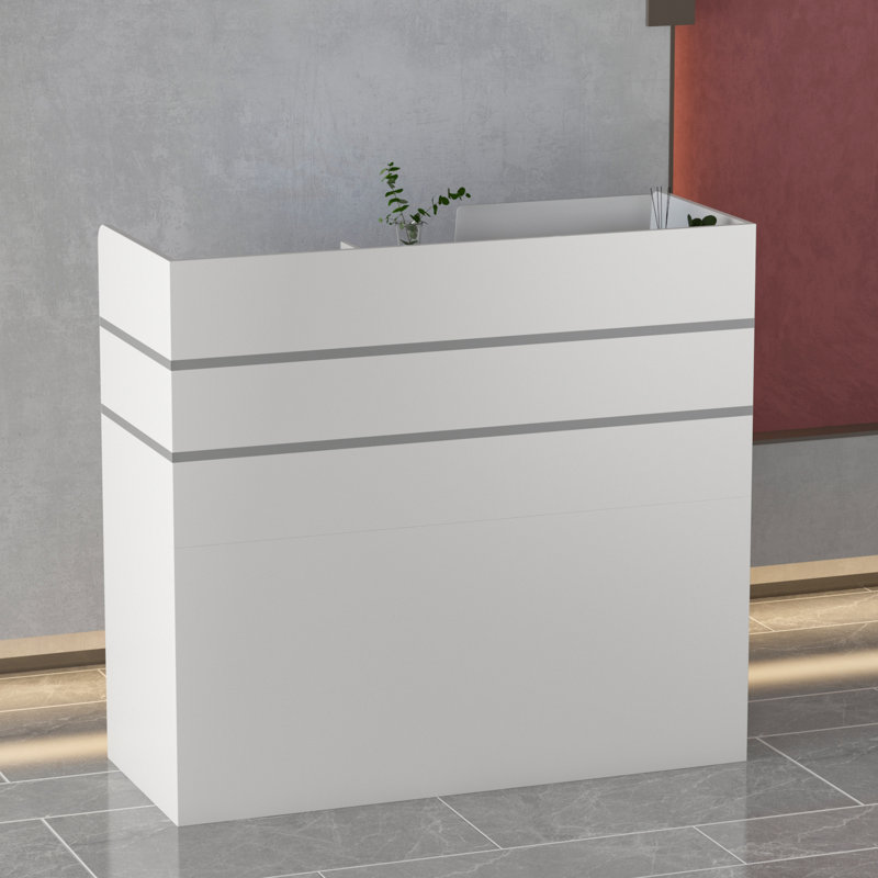 Bureau de réception rectangulaire en bois Galva, Blanc