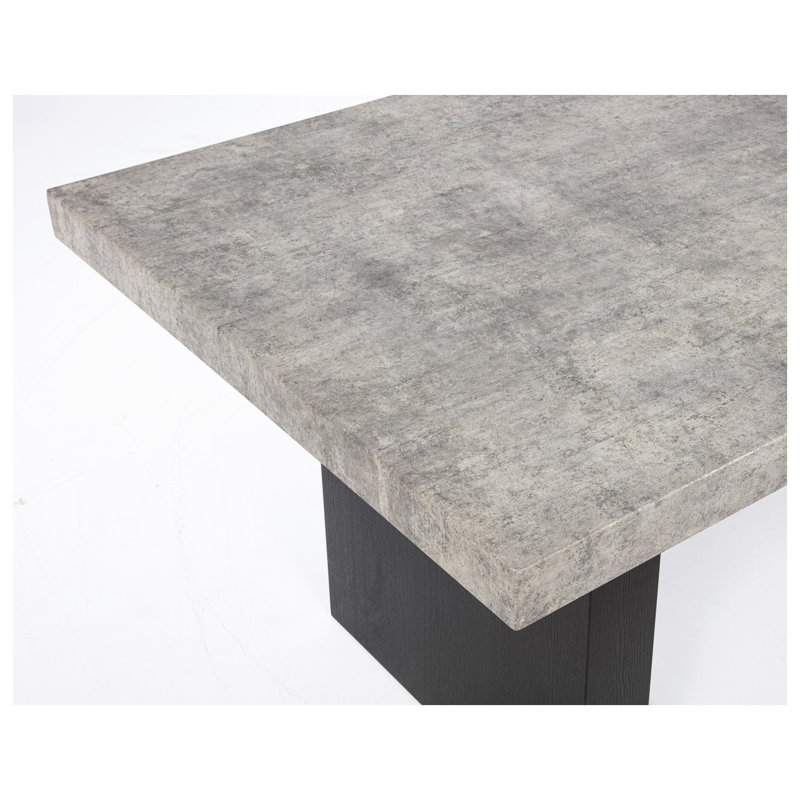 Table de salle à manger carrée gris vieilli, hauteur du comptoir, piètement en bois foncé, 122 x 122 cm, mobilier de salle à manger contemporain