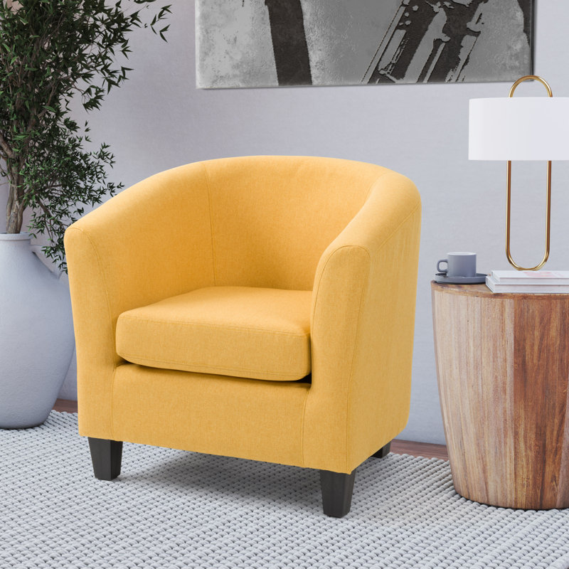 Fauteuil demi-tonneau Elewood, Polyester jaune