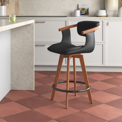 Dirksen Swivel Upholstered Counter Stool with Solid Wood Frame