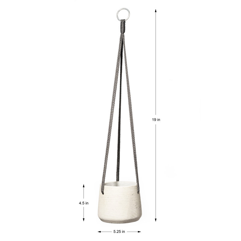 Pot à fleurs suspendu en béton Refton, H 4,55 po x l 5,25 po x P 5,25 po
