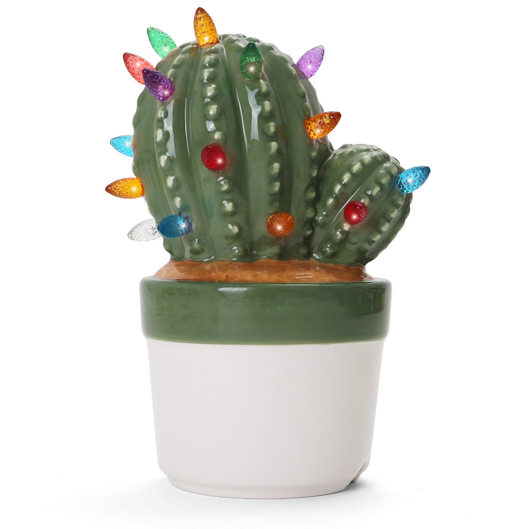 Ceramic Christmas Tree Cactus-Light Up Christmas Tree-Desk Christmas Tree-Miniature Christmas Tree The Holiday Aisle®
