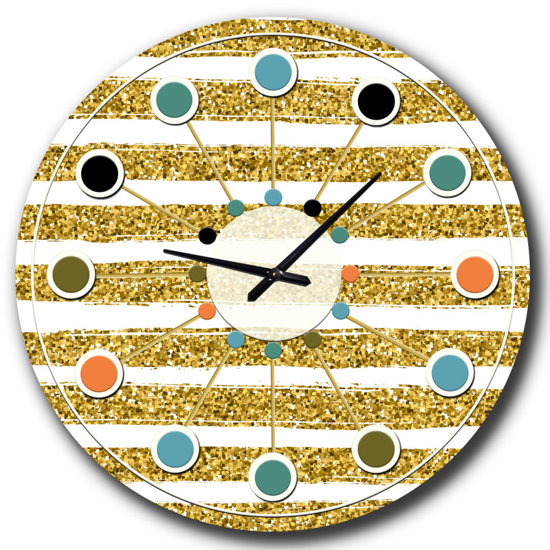 Horloge murale dorée à lignes horizontales dorées, Petit