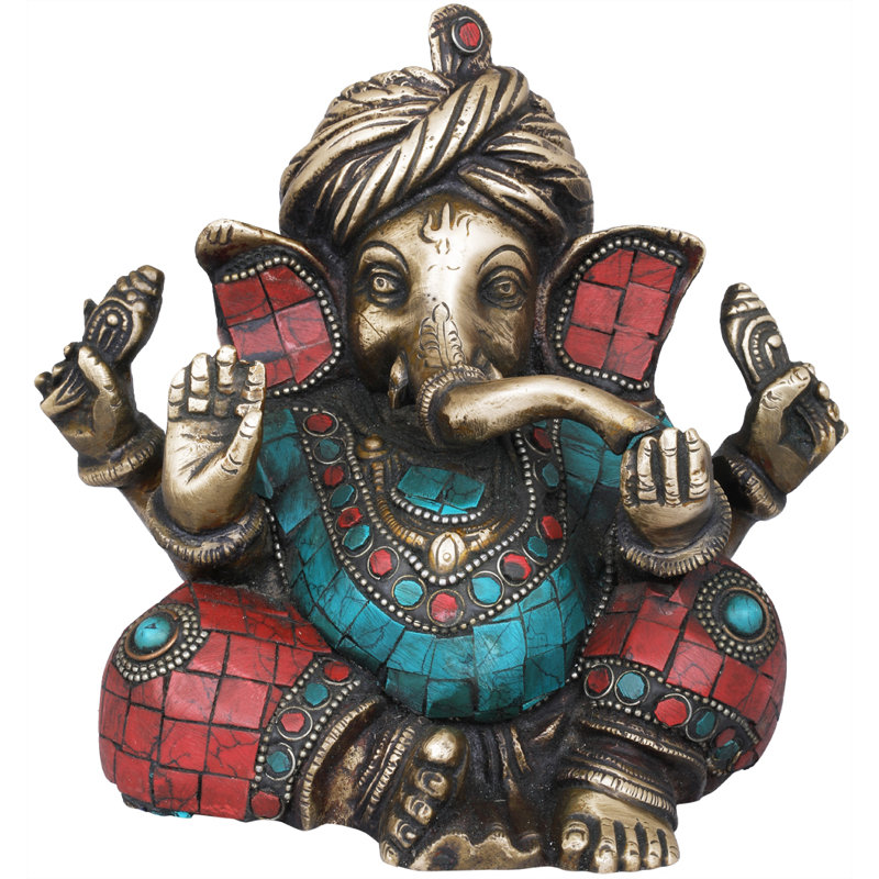 Figurine incrustée Ashirwad Ganesha