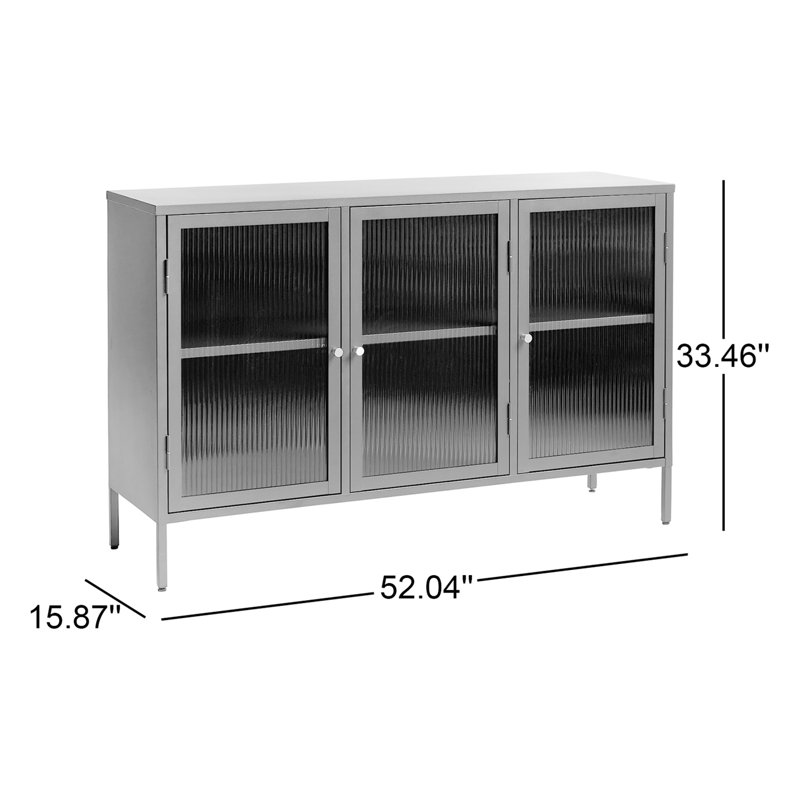 Black Steel and Glass 52'' Modern Sideboard with Gold Hardware