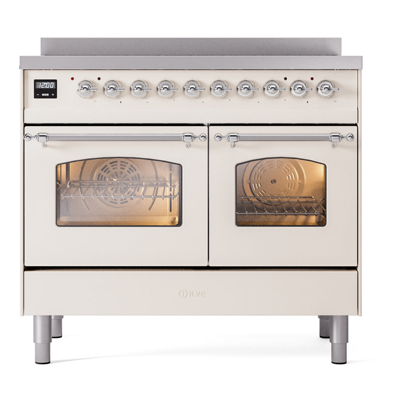 ILVE Nostalgie II 40 in Induction Range, Antique White/Chrome