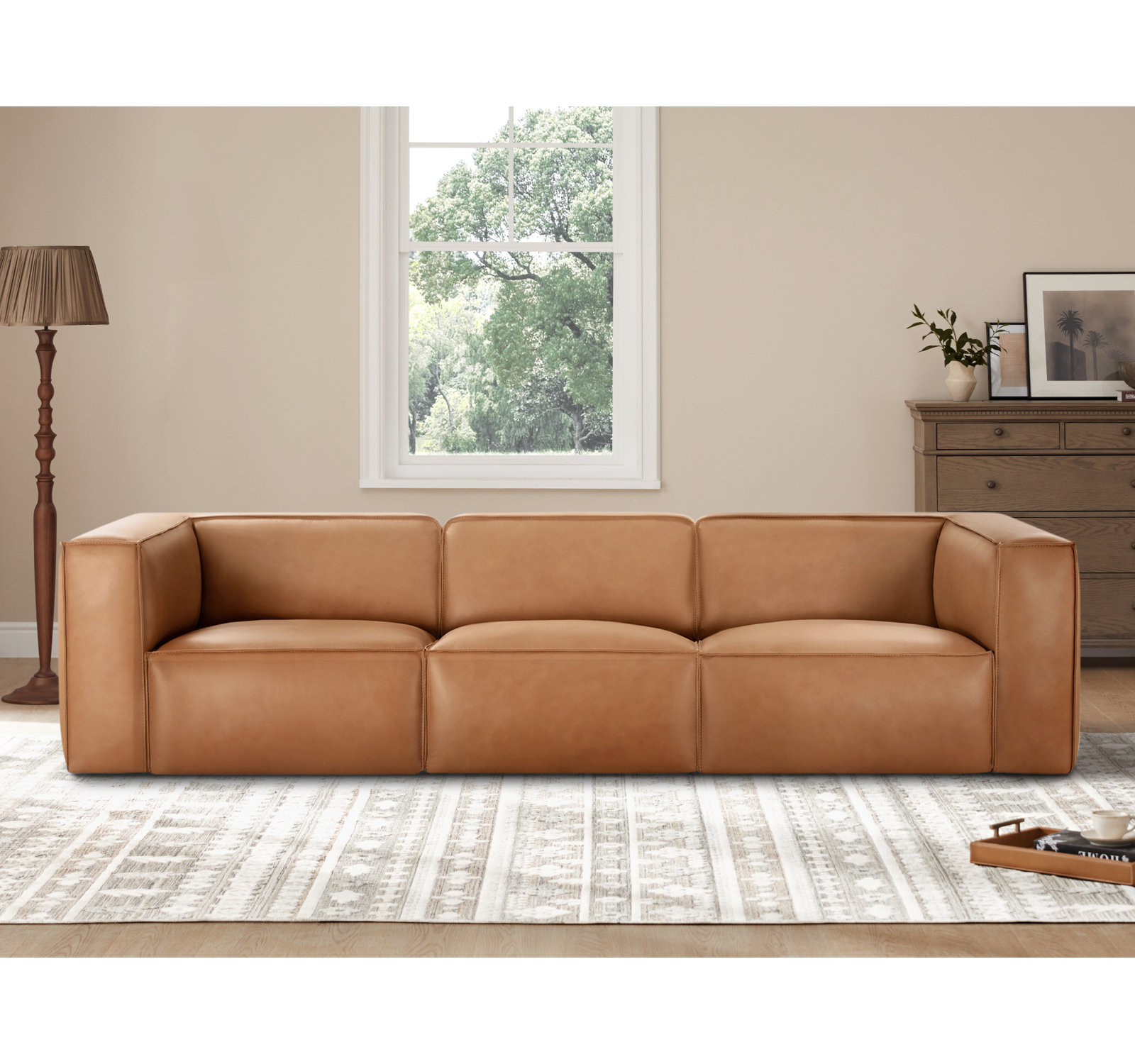 Jaye 3-Piece 113" Genuine Leather Modular Sofa