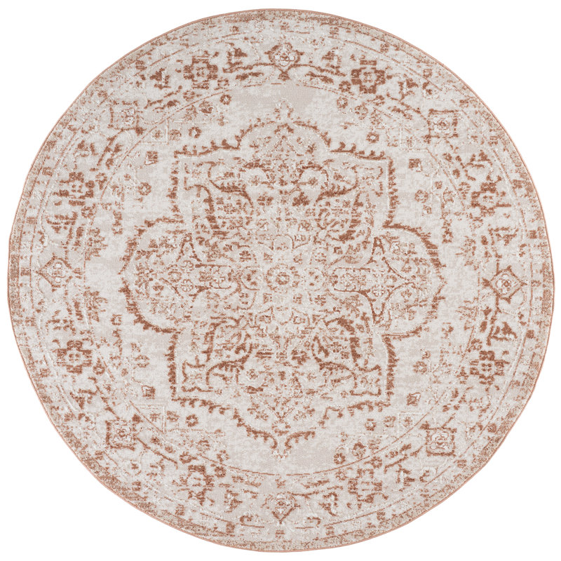 Chamber Power Loom Performance Oriental Indoor Rug, 6'-7" x 6'-7" Round