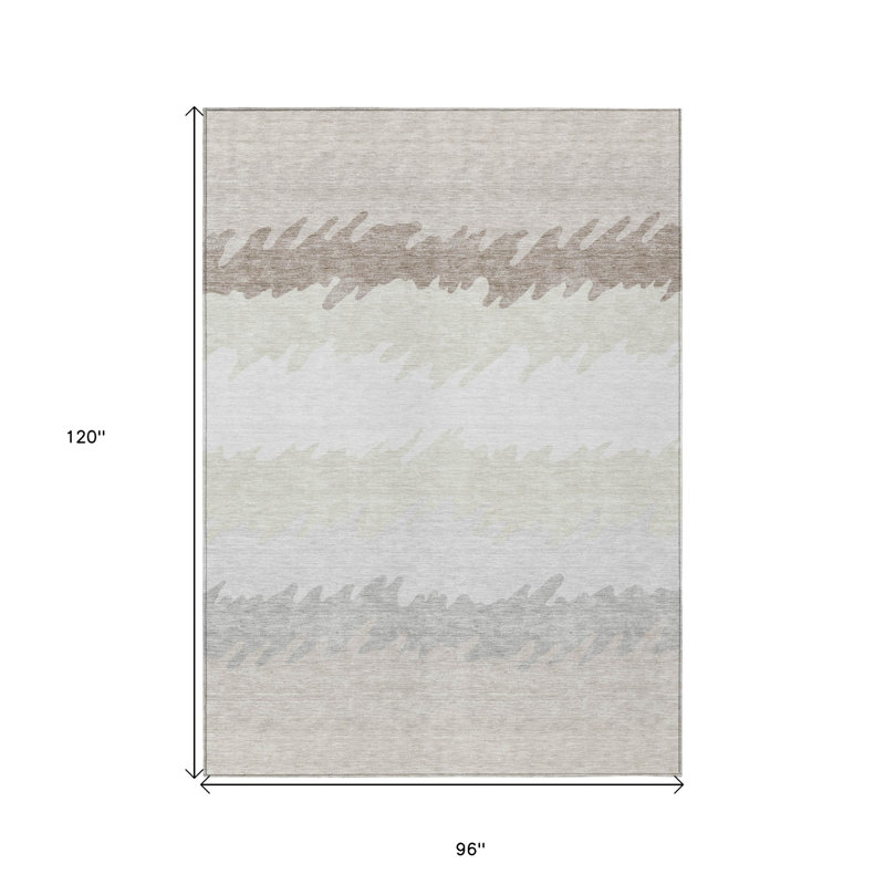 Tapis intérieur lavable rayé beige ivoire 8 pi x 10 pi