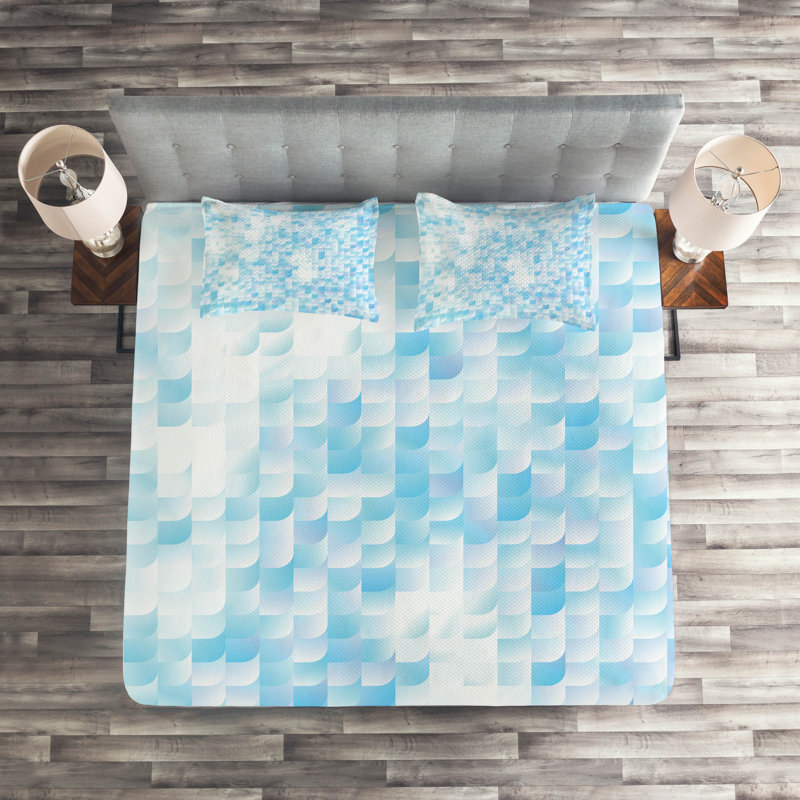 Coastal Polyester Geometric Shapes Coverlet, King Bedspread + 2 Shams
