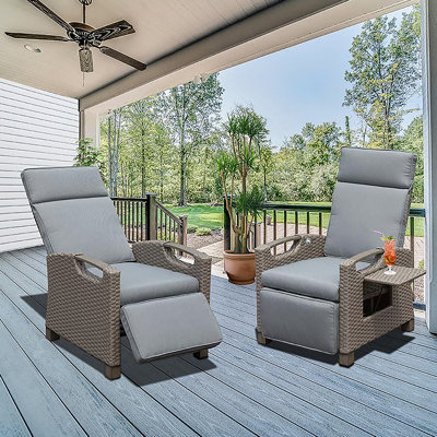 Fauteuil inclinable d'extérieur, fauteuil inclinable avec osier tissé à la main