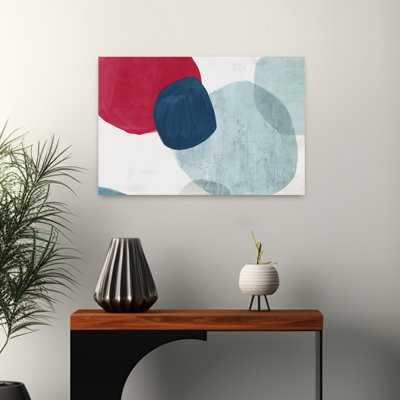 Cailloux rouges et bleus I, art moderne minimaliste abstrait